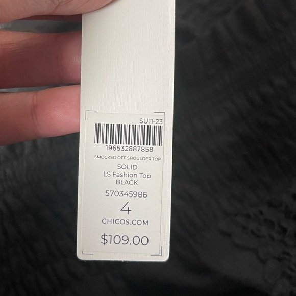 NEW Chico's Linen Off-Shoulder
Cutwork Crochet Blouse Top Size 20 - Picture 6 of 7